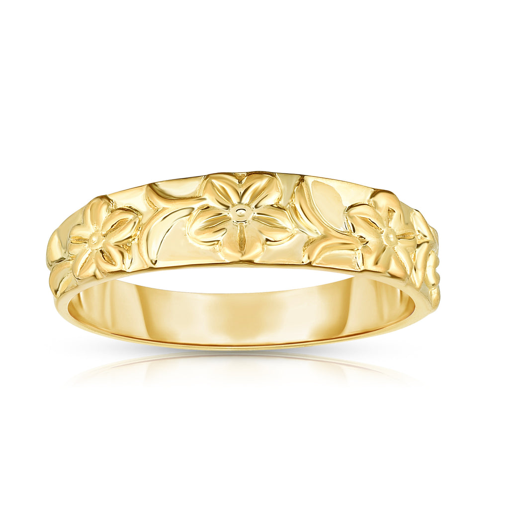 The Shiny Trio Flower Spiral Gold Ring